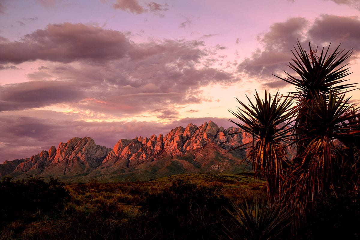 Sunset over Organ Mountains in Las Cruces NM